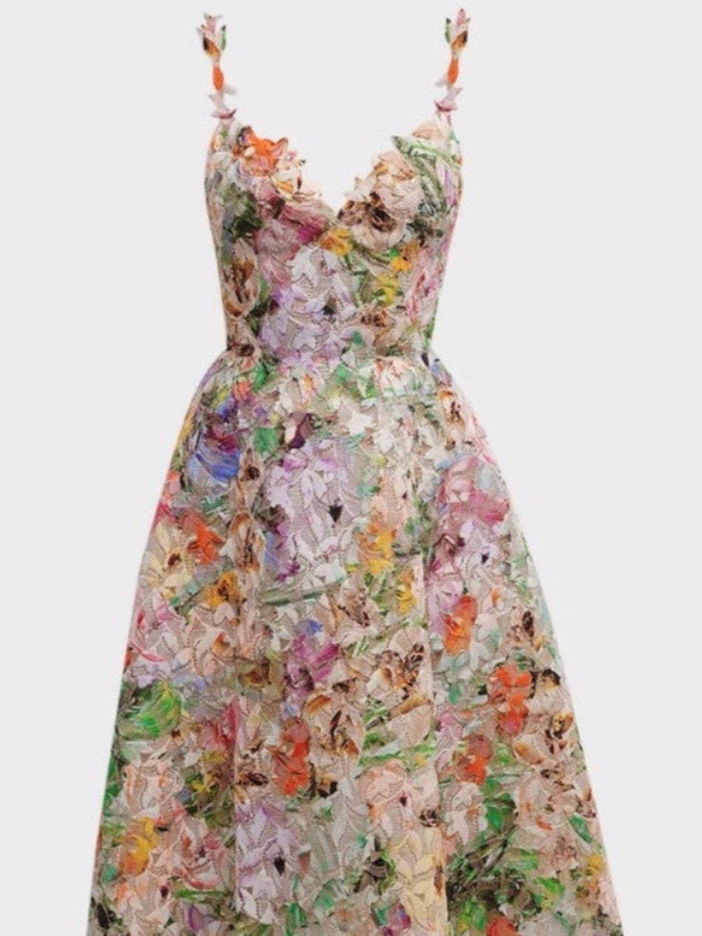 Floral Embroidered Lacey Midi Dress (Medium) by JardinVue